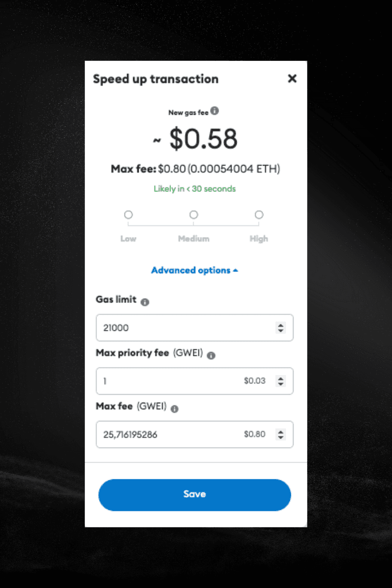 Interface of a transaction on Ethereum