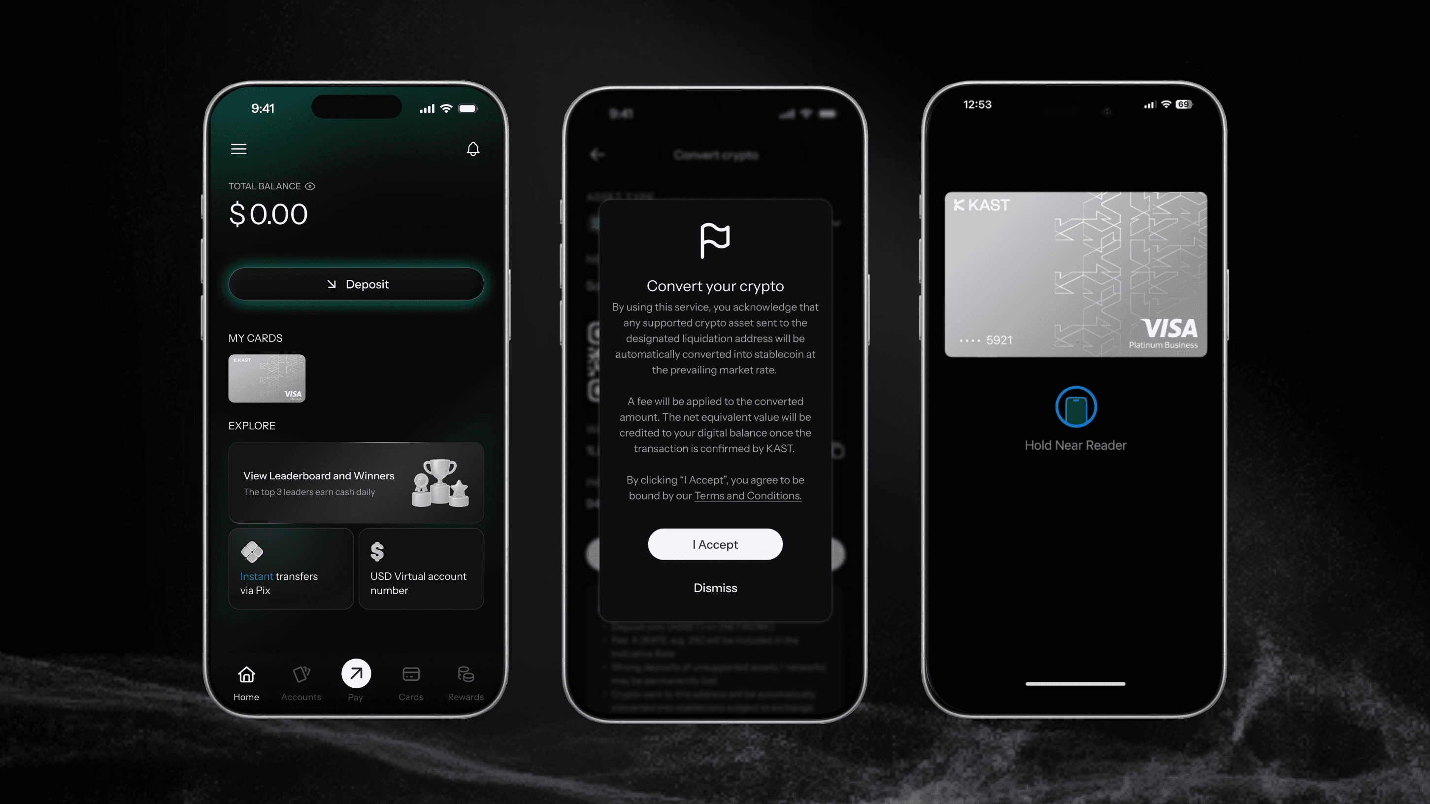 Three KAST virtual cards for payment in Brazil