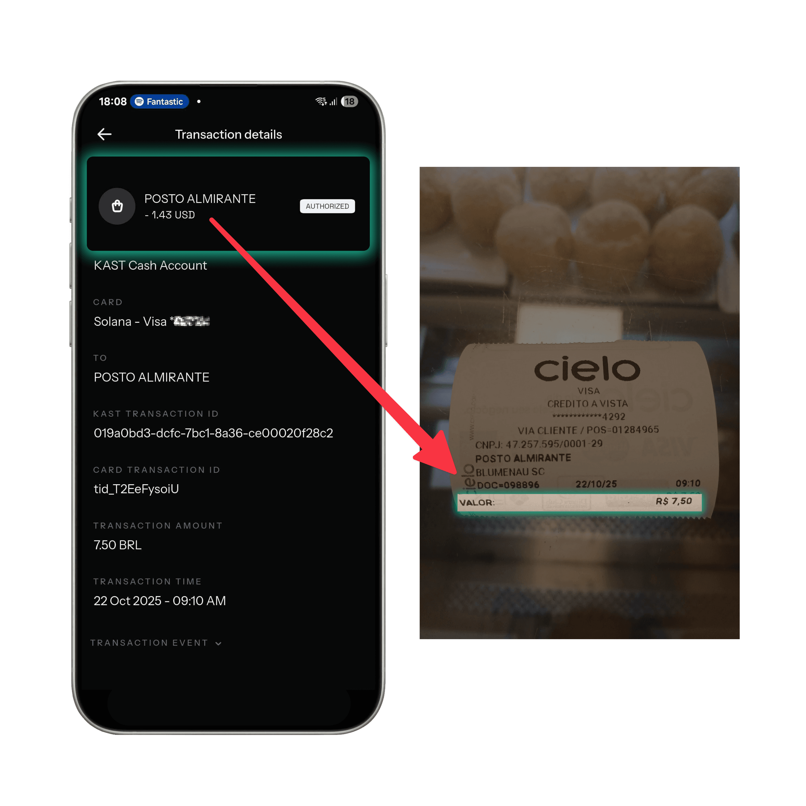 Paying in BRL using the KAST card